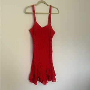 Zara Vibrant Red Crochet Detail dress